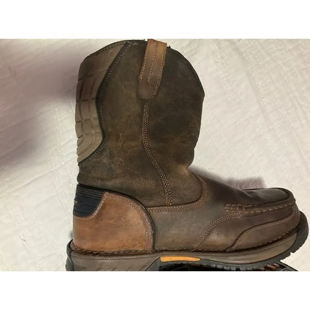 Georgia Boot Mens 11 Brown Leather Pull On Steel Toe Moc Toe Work Boots Wellies